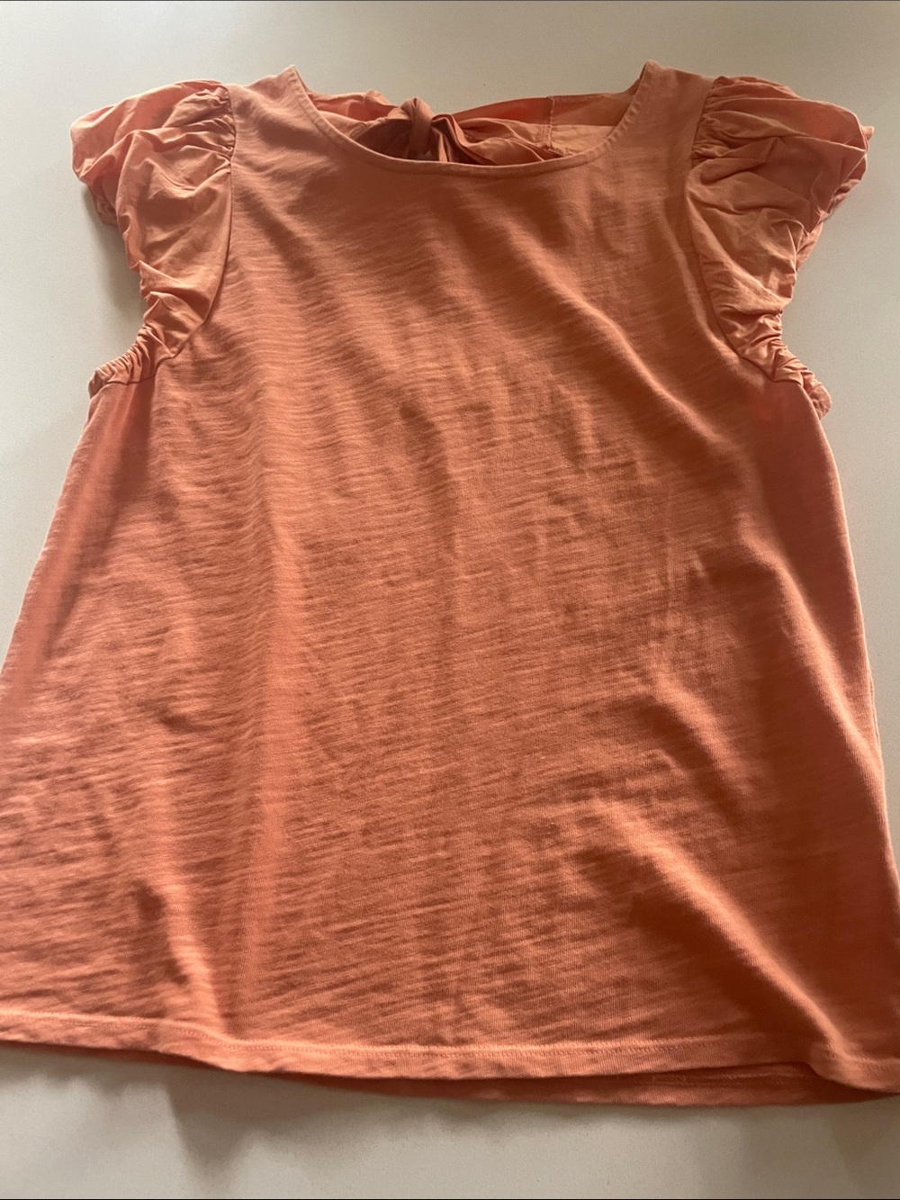 Nation LTD Audra Tee Ruffle Puff  Sleeve Top Coral Medium 100% Cotton - Picture 6 of 10